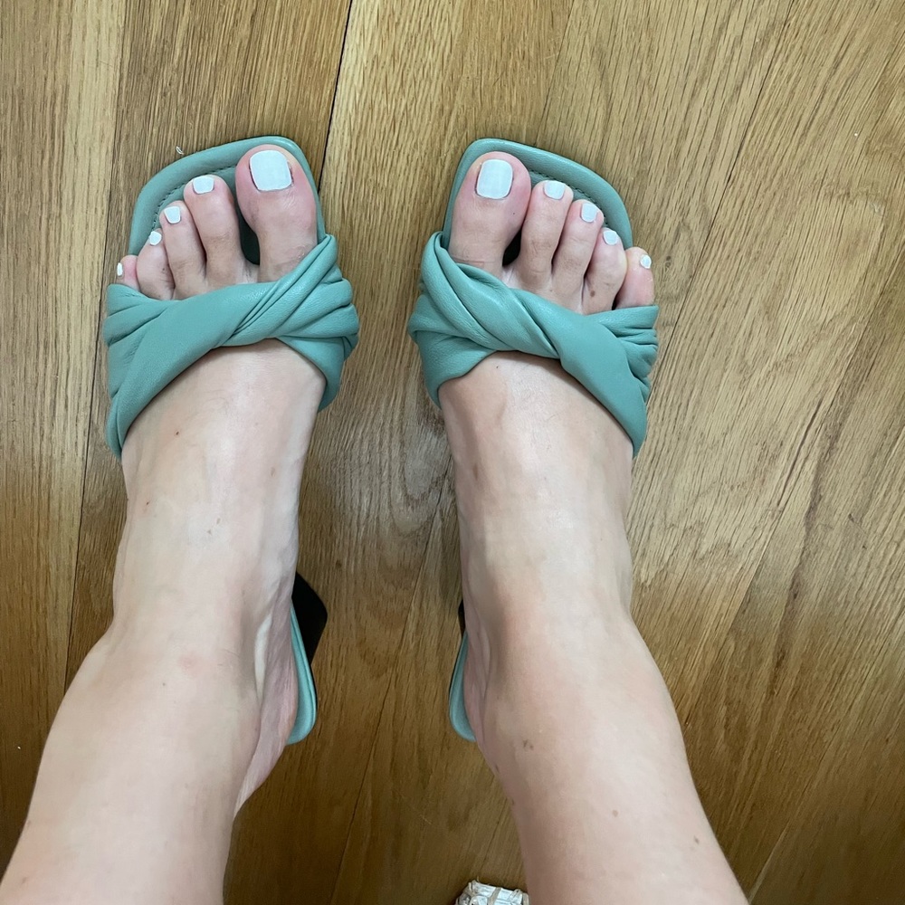Zara Sage Green Block Heel